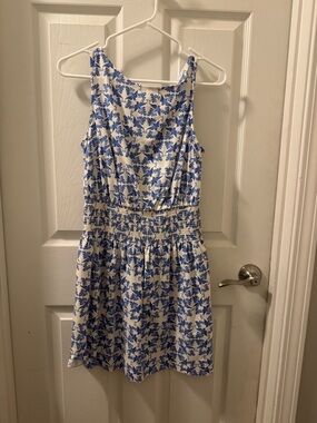 Universal Thread White Dress with Blue Floral Print